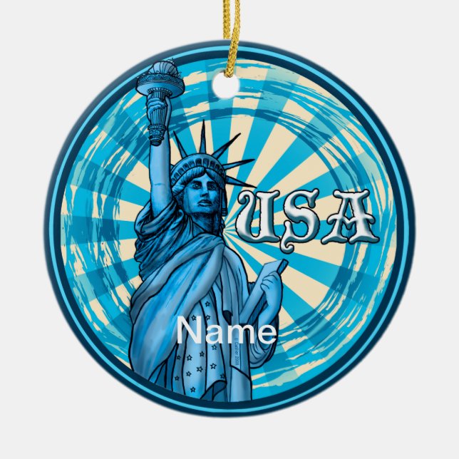 Décoration En Céramique Statue De Liberty Blue USA (Devant)