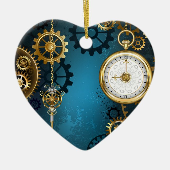 Décoration En Céramique Steampunk Arrière - plan turquoise avec Gears (Devant)