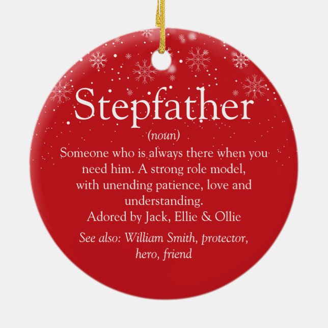 Décoration En Céramique Stepfather Stepdad Définition Photo Noël (Dos)
