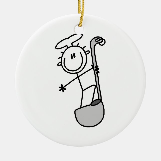 Décoration En Céramique Stick Figure Chef Avec Lame (Devant)
