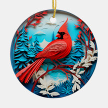 Style 3D Cardinal Birds Pays Noël