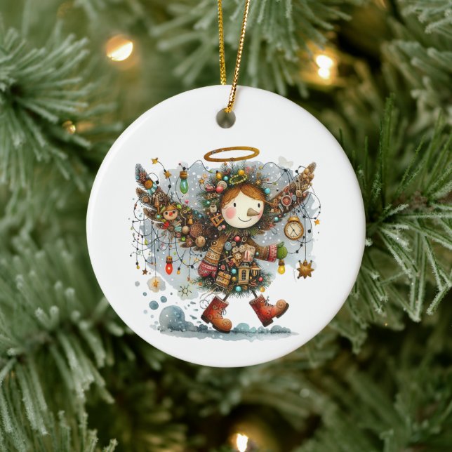 Décoration En Céramique Style Art Moderne Quirky Christmas Angel (Arbre)