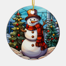 Style de vitrail de Noël Snowman