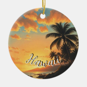 Décoration En Céramique Style Vintage Hawaïen Voyage Côte Mer Coucher de s
