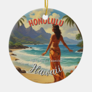 Décoration En Céramique Style vintage Hawaiian Travel Honolulu Mid-Pacific
