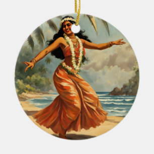 Décoration En Céramique Style vintage Hawaiian Travel Hula Girl Danser