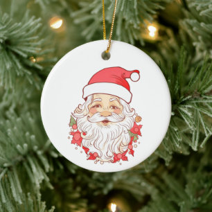 Décoration En Céramique Style vintage Père Noël Visage Noël