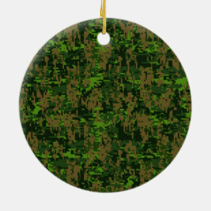 Décoration En Céramique Style Woodland Camouflage vert numérique Accent