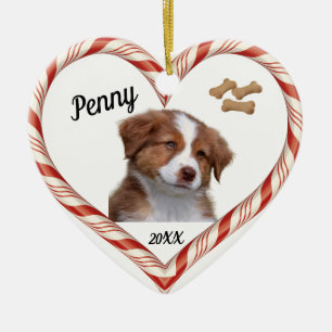 Décoration En Céramique Sucre de canne Coeur Dog Ornament