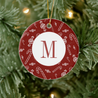 Décoration En Céramique Sucre de canne Peppermenthe Initial Monogramme Noë