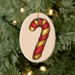Décoration En Céramique Sucre de canne Twist Peppermenthe Christmas Cookie
