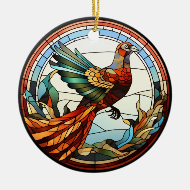 Décoration En Céramique Sucré Verre Trait Golden Pheasant (Devant)