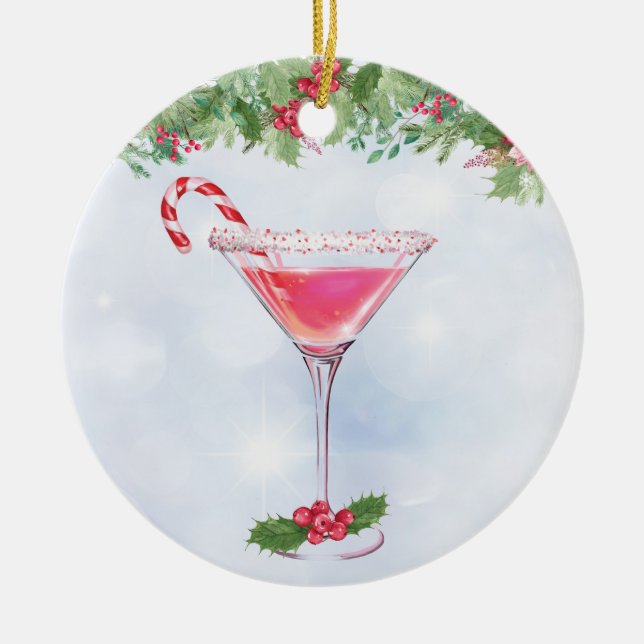 Décoration En Céramique Sucres de canne et cocktails Noël (Devant)