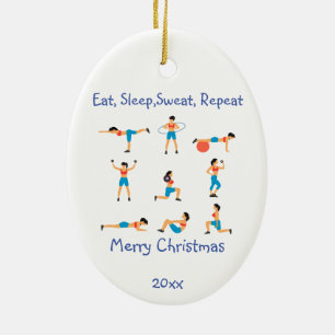 Décoration En Céramique Sueur de sommeil de Noël DATÉ Personnalisé Répéter