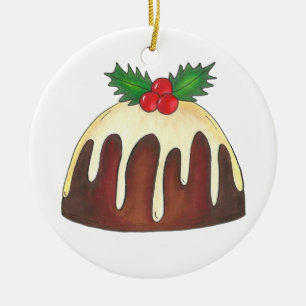 Décoration En Céramique Sugar Plum Pudding Christmas Holiday Dessert
