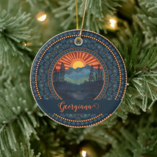 Décoration En Céramique Sunset Dot Mandala Vintage Wilderness personnalisé