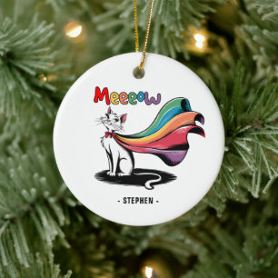 Décoration En Céramique Super Cat Meeeow - Rainbow Cape Pride Cat