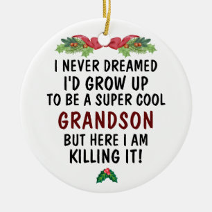 Décoration En Céramique Super Cool Grandson tue et photo personnalisée