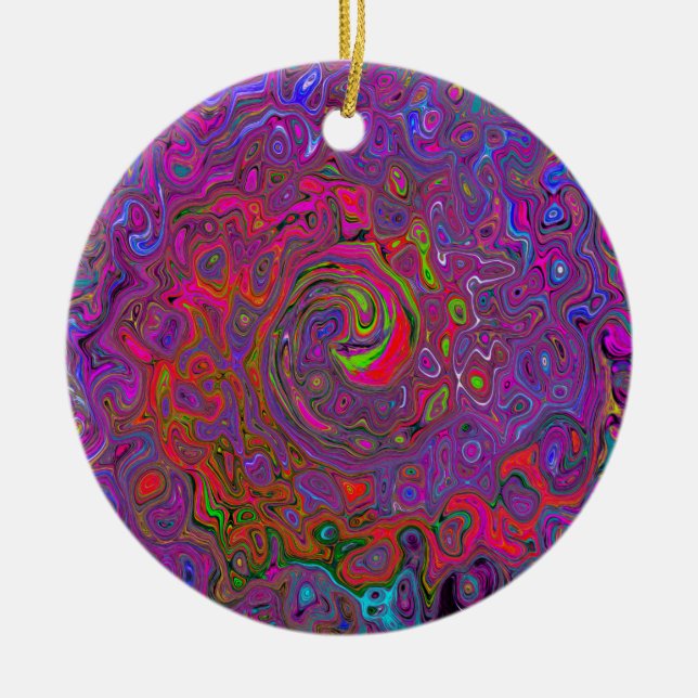 Décoration En Céramique Super psychédélique Magenta Retro Liquide Swirl (Devant)
