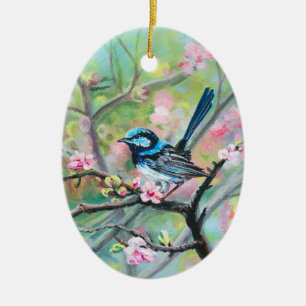 Décoration En Céramique Superbe Fairy Wren -