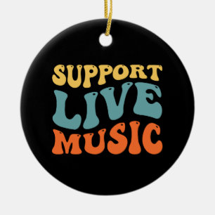 Décoration En Céramique Support Live Music - Retro Typography Band Merch