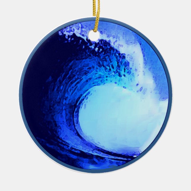 Décoration En Céramique surf cool bleu vague (Devant)