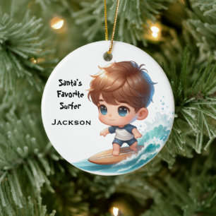 Décoration En Céramique Surf personnalisé de petit enfant mignon