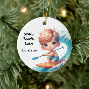 Décoration En Céramique Surf personnalisé de petit enfant mignon
