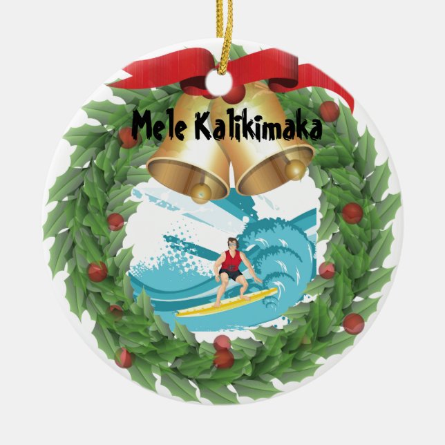 Décoration En Céramique Surfer de Mele Kalikimaka (Devant)