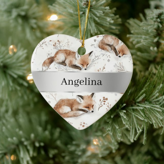Décoration En Céramique Sweet Fox Silver Ribbon Christmas (Arbre)