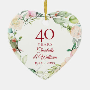 Décoration En Céramique Sweet Summer Roses Garland 40e anniversaire