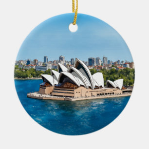 Décoration En Céramique Sydney Opera House Australie Aquarelle