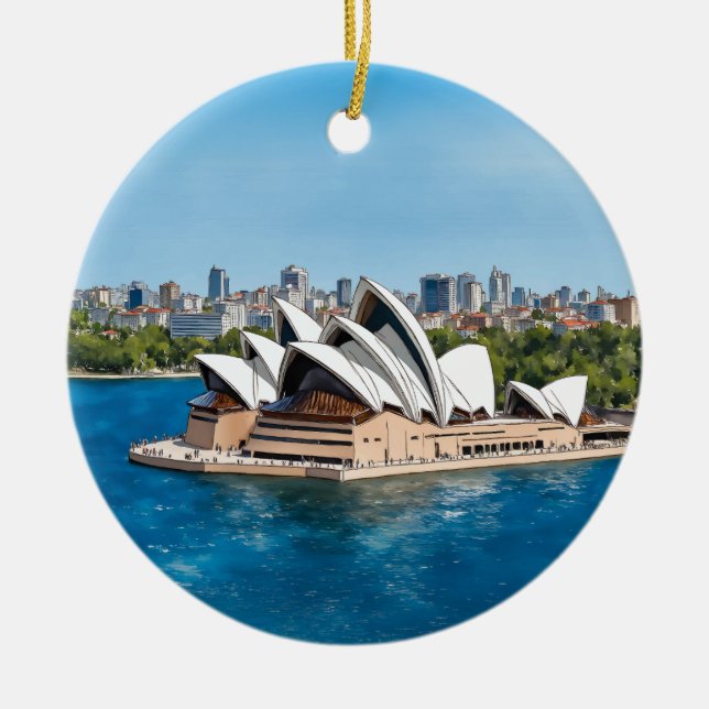 Décoration En Céramique Sydney Opera House Australie Aquarelle (Devant)