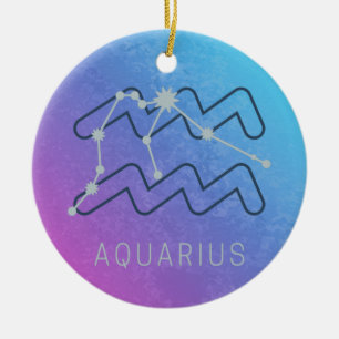 Décoration En Céramique Symbole Aquarius Zodiac Star Horoscope Constellati