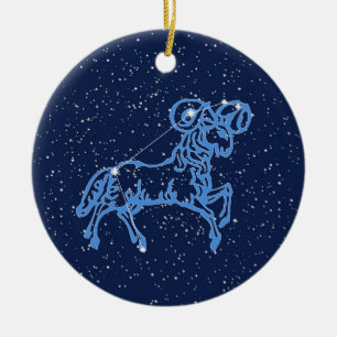 Décoration En Céramique Symbole Aries Constellation et Zodiac avec Stars C