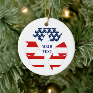 Décoration En Céramique Symbole de recyclage USA Photo Noël