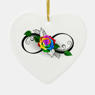 Décoration En Céramique Symbole d'infini avec Rose arc-en-ciel