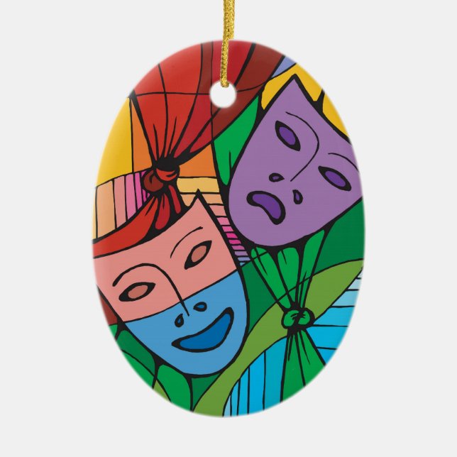 Décoration En Céramique Symbole du théâtre de la tragédie et de la comédie (Devant)