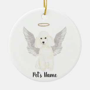Décoration En Céramique Sympathie Mémorial Caniche Blanc