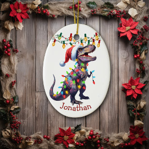 Décoration En Céramique T-Rex Vacances Lumières Enfants Noël
