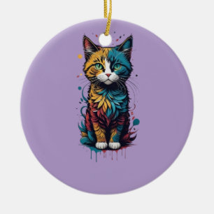 Décoration En Céramique t-shirt art chatte abstrait vibrant et parfait pou