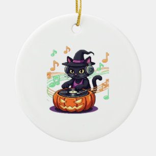 Décoration En Céramique T-Shirt Oversized Halloween chat Dj