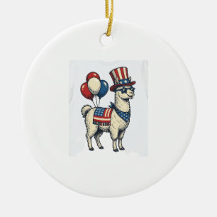 Décoration En Céramique T-shirt patriotique lama gravure vintage Design_1