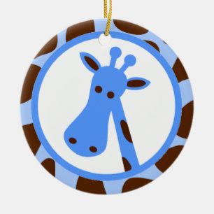 Décoration En Céramique Taches bleues et Brown de girafe et tête de giraf