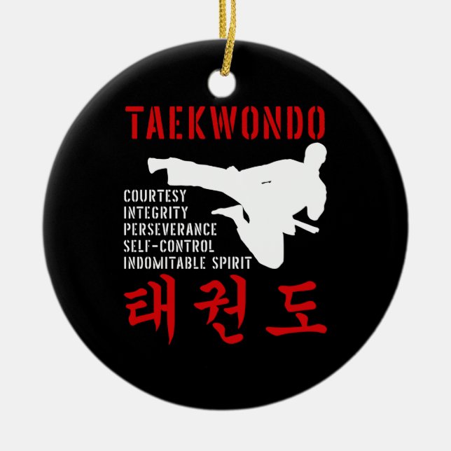 Décoration En Céramique Taekwondo Tenets Martial Arts (Devant)