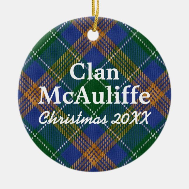 Décoration En Céramique Tartan d'Irlandais de McAuliffe de clan (Devant)