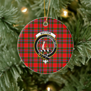Décoration En Céramique Tartan et blason du clan écossais Butter Check