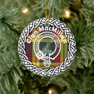Décoration En Céramique Tartan et blason du clan écossais MacMillan
