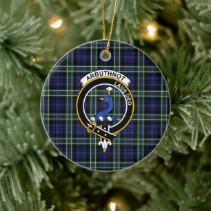 Décoration En Céramique Tartan et Crête du Clan Écossais Arbuthnot