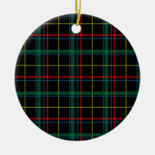 Décoration En Céramique Tartan plaid motif, vert et rouge,